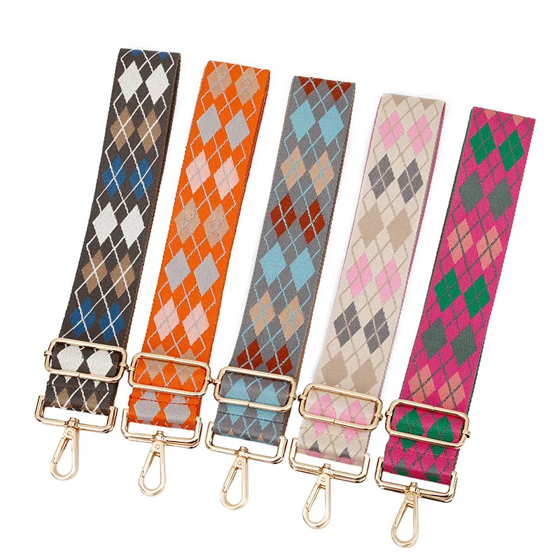 Rhombic Lattice Strap for Shoulder Bag Adjustable Replacement Long Shoulder Strap New Jacquard Color Bag Belts