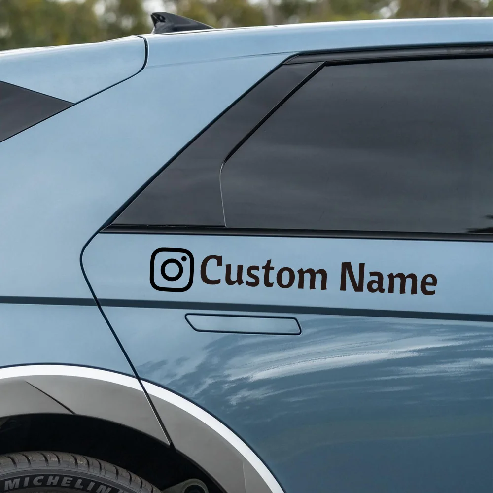 1pc Pattern Camera Customizable Name Vinyl Wrap For Door Handle Personalized Name Decal Stripe Vinyl Truck Vehicle Body