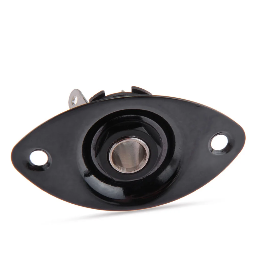 

Premium Black Oval Jack Output Plate for Electric Guitar Solid Construction Replace Worn Jack Plug Socket Smooth Performance