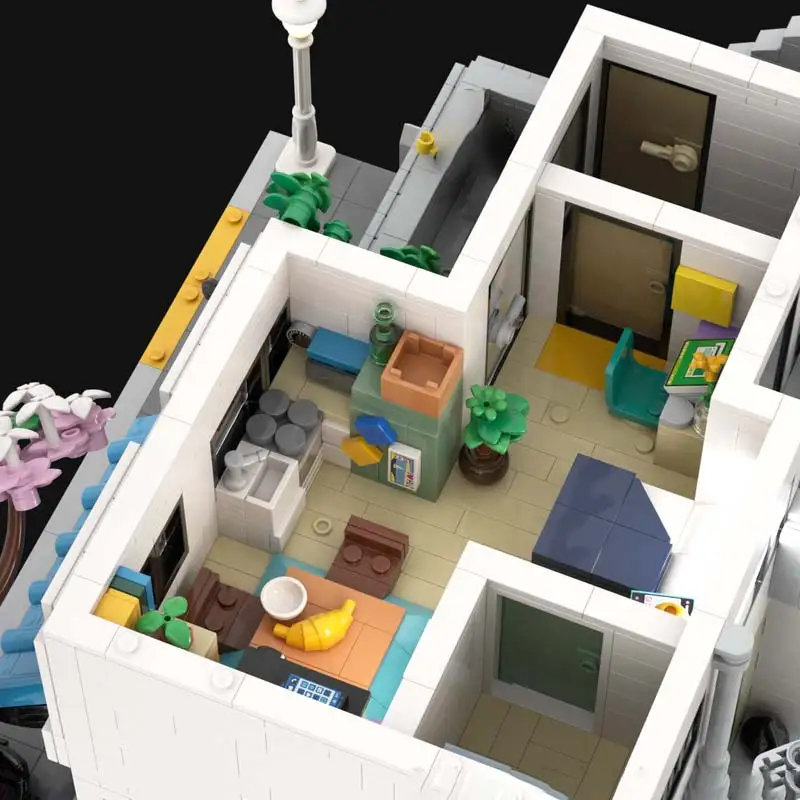 MOC モジュラーアーキテクチャ日本のモダンなアパートモデルビルディングブロック DIY 組立技術レンガパズルのおもちゃ子供のギフト