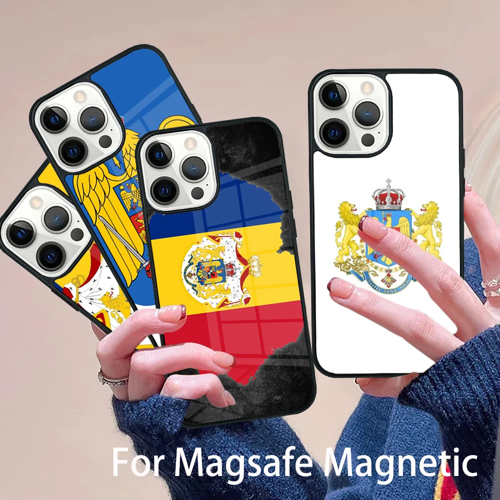 

Romania Flag Phone Case Magesafe Magnetic Wireless Charge Cover For IPhone 16 11 12 13 14 15 Pro Max Plus Mini