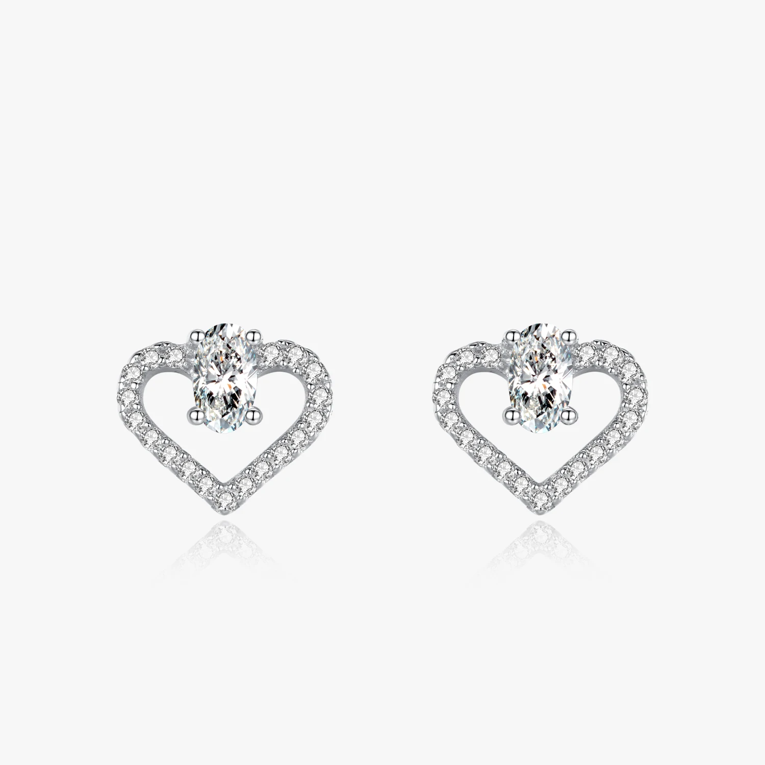 

Authentic 925 Sterling Silver Sweet Clear Zircon Heart Stud Earrings for Women Wedding Statement Fine Silver Jewelry
