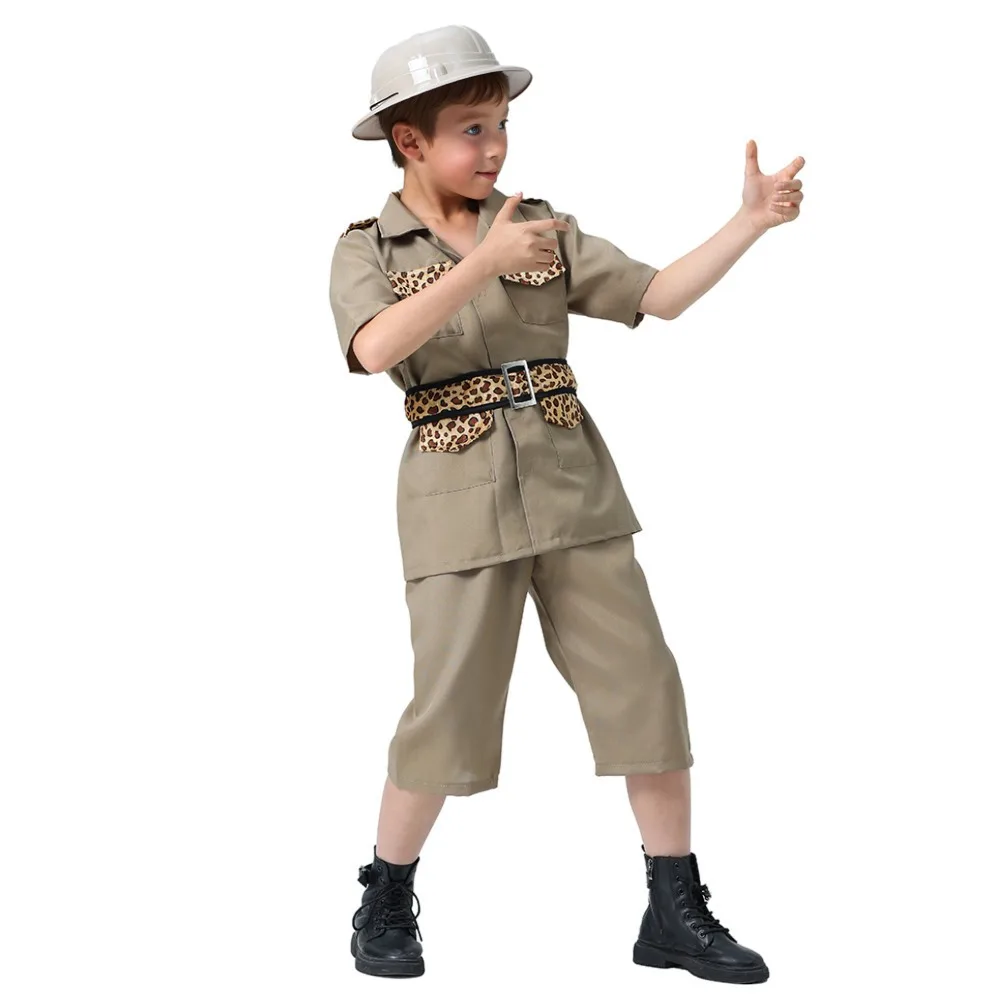 Boys Girls Zoo Keeper Cosplay Costume Child Explorer Suit Halloween Costume Kids Purim Party Dress Up Clothing Disguise Costume
