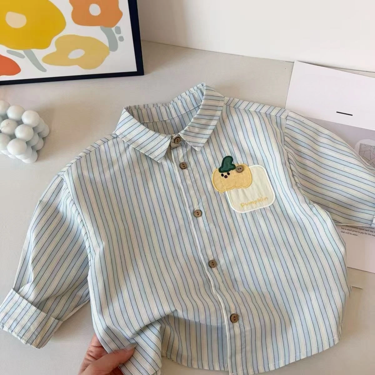 2026 Spring Summer Baby Plaid Shirt Cute Vertical Striped Toddler Top Kids Casual Button Up Blouse Children Clothing