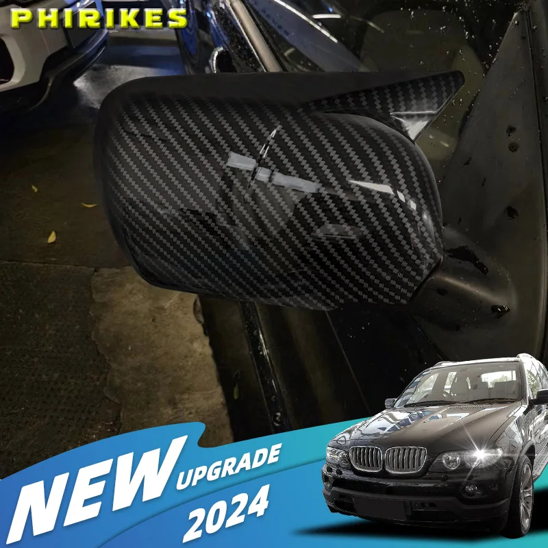 

For BMW X5 E53 1999-2006 Mirror Cap 2PCS Glossy Black Car Side Rearview Mirror Cap