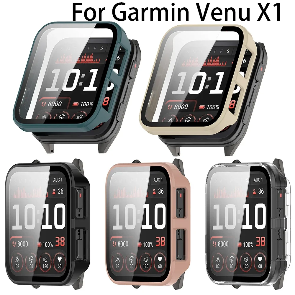 Screen Protector Fällen Volle Schutz Glas Fall Für Garmin Venu X1 SmartWatch VenuX1 Abdeckung Hard Shell + Gehärtetem Glas Film 2in1