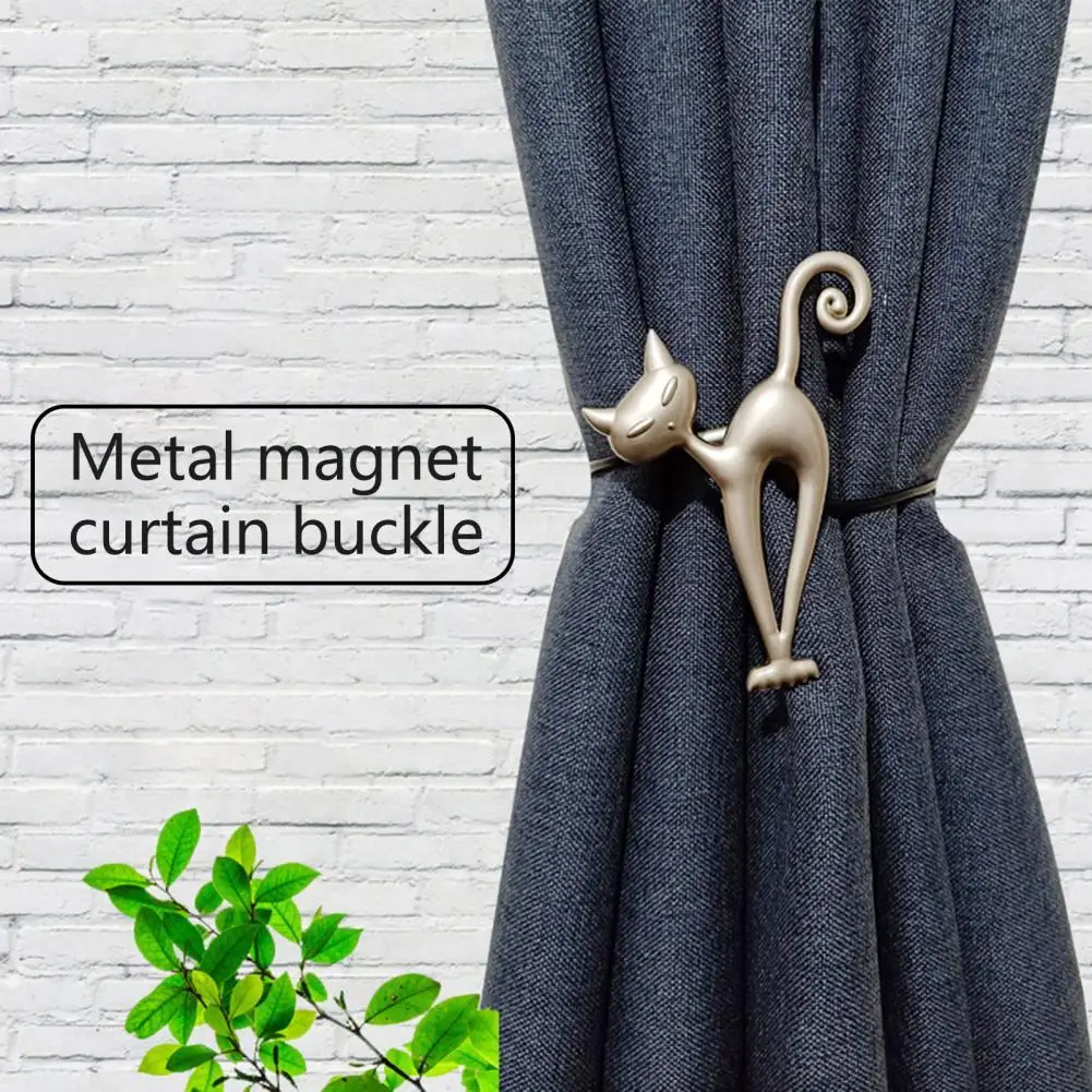 Curtain Tie Back Magnetic Alloy Cats Shape Mini Drapery Holdback Cats Mini Drapery Holdback Curtain Buckle Household Supply