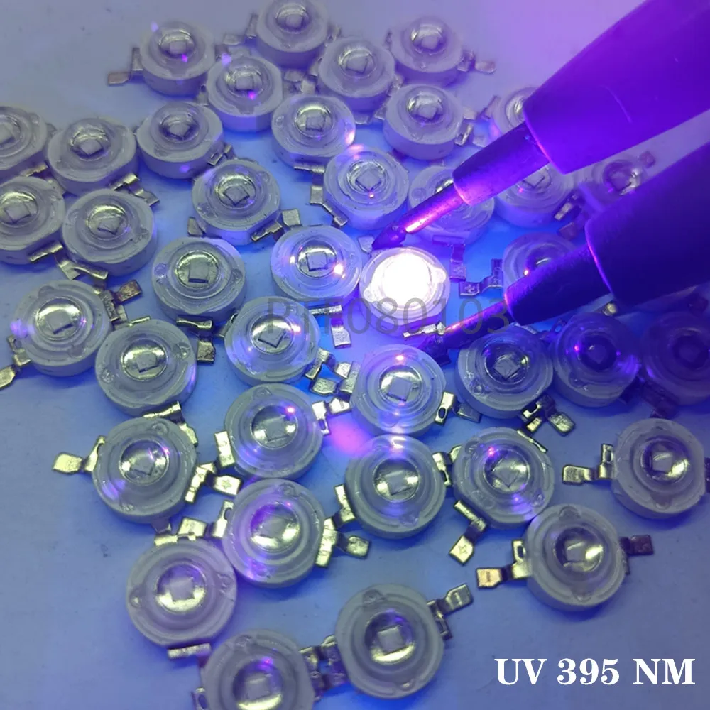 10pcs 3W High Power LED UV Light Chip 365nm 375NM 385nm 395nm 400nm 415nm 430nm Ultra Violet DIY
