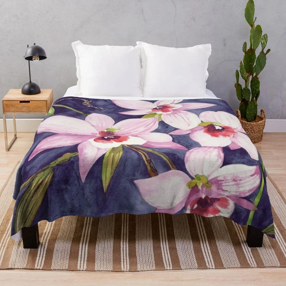 

Bellflower Orchid Throw Blanket Multi-Purpose Luxury Bed Fashionable Polar Blankets