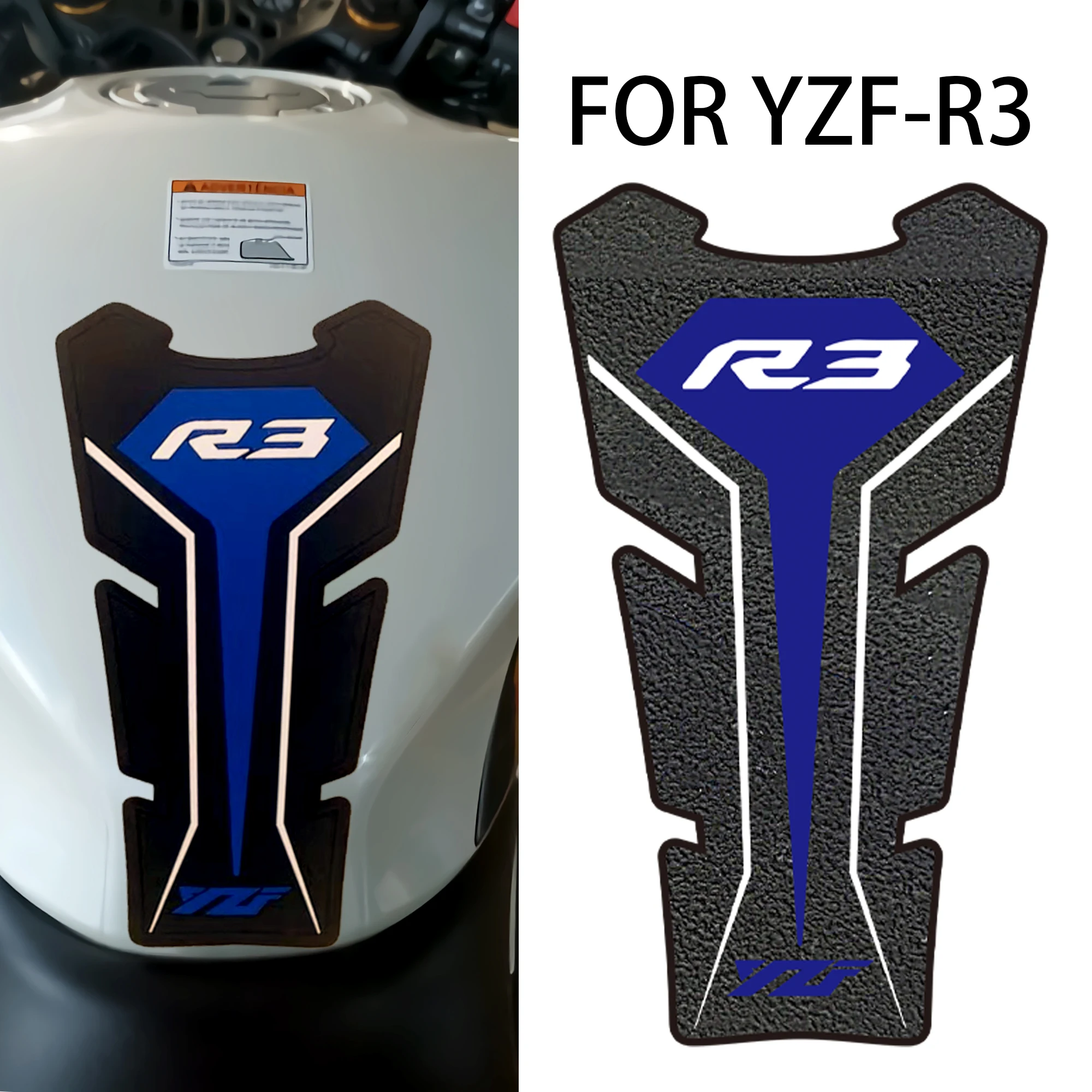 Fit Yamaha YZF R3 YZF-R3 YZF Tank Pad rubber Protector 3D Sticker Decal Gas Knee Grip Tank Traction Pad Side new model 2019-2024