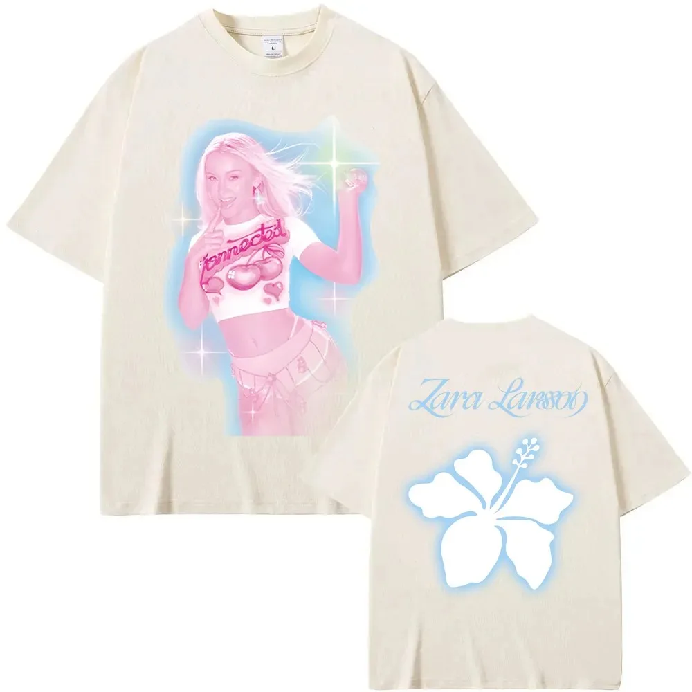 Camiseta del mismo estilo del cantante Zara Larsson, camiseta con estampado gráfico del cartel del álbum del sol de medianoche, camiseta holgada informal de algodón de gran tamaño para hombres y mujeres