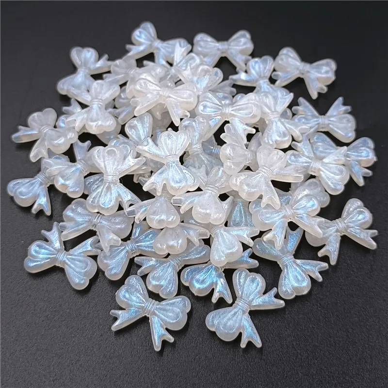 10Pcs/set Acrylic Leaf Bowknot Flower Petal AB White Color Loose Beads DIY Earrings Necklace Pendants Jewelry Accessories