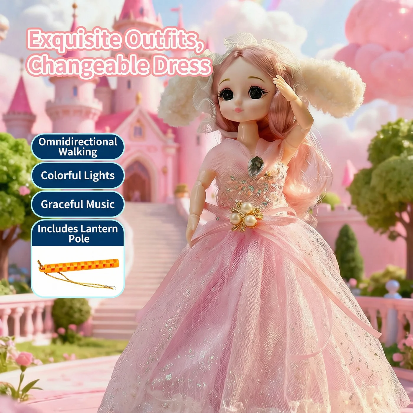 Poupée ange dansante électrique, robe de mariée à la mode, princesse, musique chantante avec lumière LED, cadeau d'anniversaire pour filles et enfants