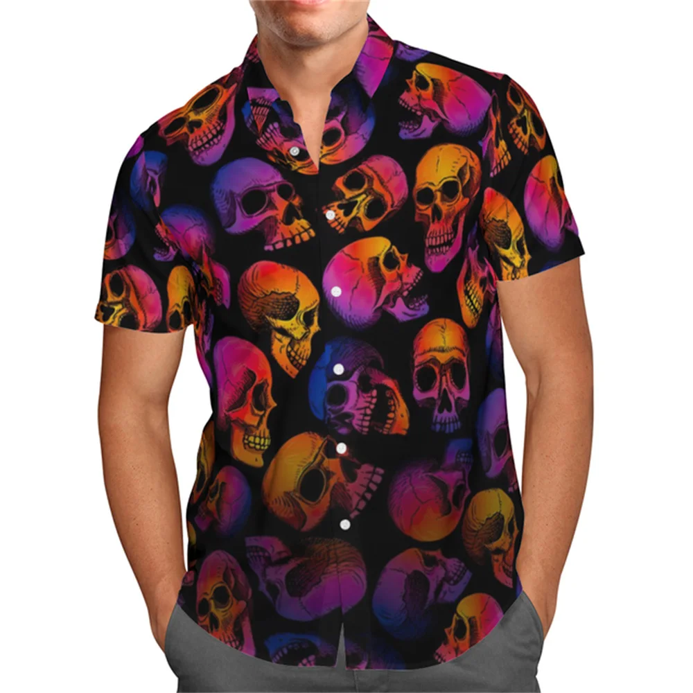 Herren hemden Kurzarm y2k Harajuku schlichte 3d Vintage Hawaii Straße Sommer lässig Hip Hop elegante Mode soziale Kleidung