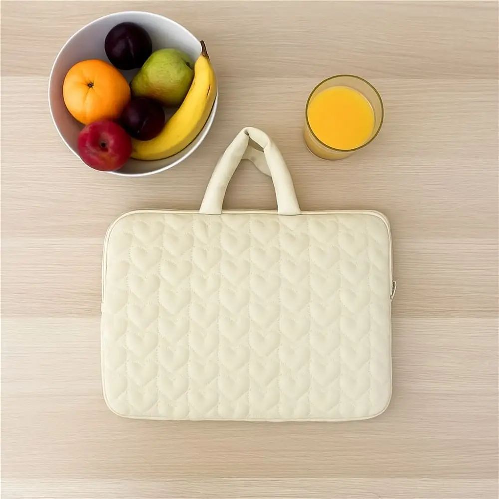 

Fashionable Portable Laptop Bag Heart Pattern Solid Color Laptop Sleeve with Handle Comfortable Tablet Case Office