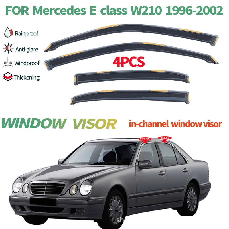 For Mercedes-Benz E-Class Embedded Rain Shield Benz E Class ln-Channel Window visor Wind & Rain Deflectors No-Drill Design