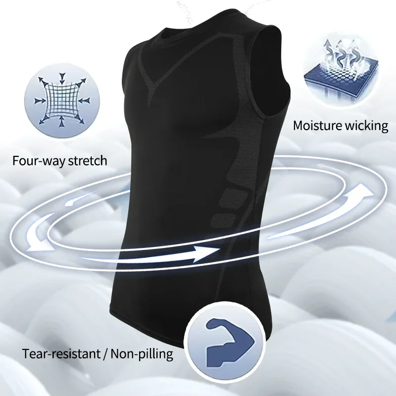 Men's Sports Vest Compression T-shirt Quick Dry Running Sport Tank Top Quick Dry Tight Fitness Gym Training Shirt