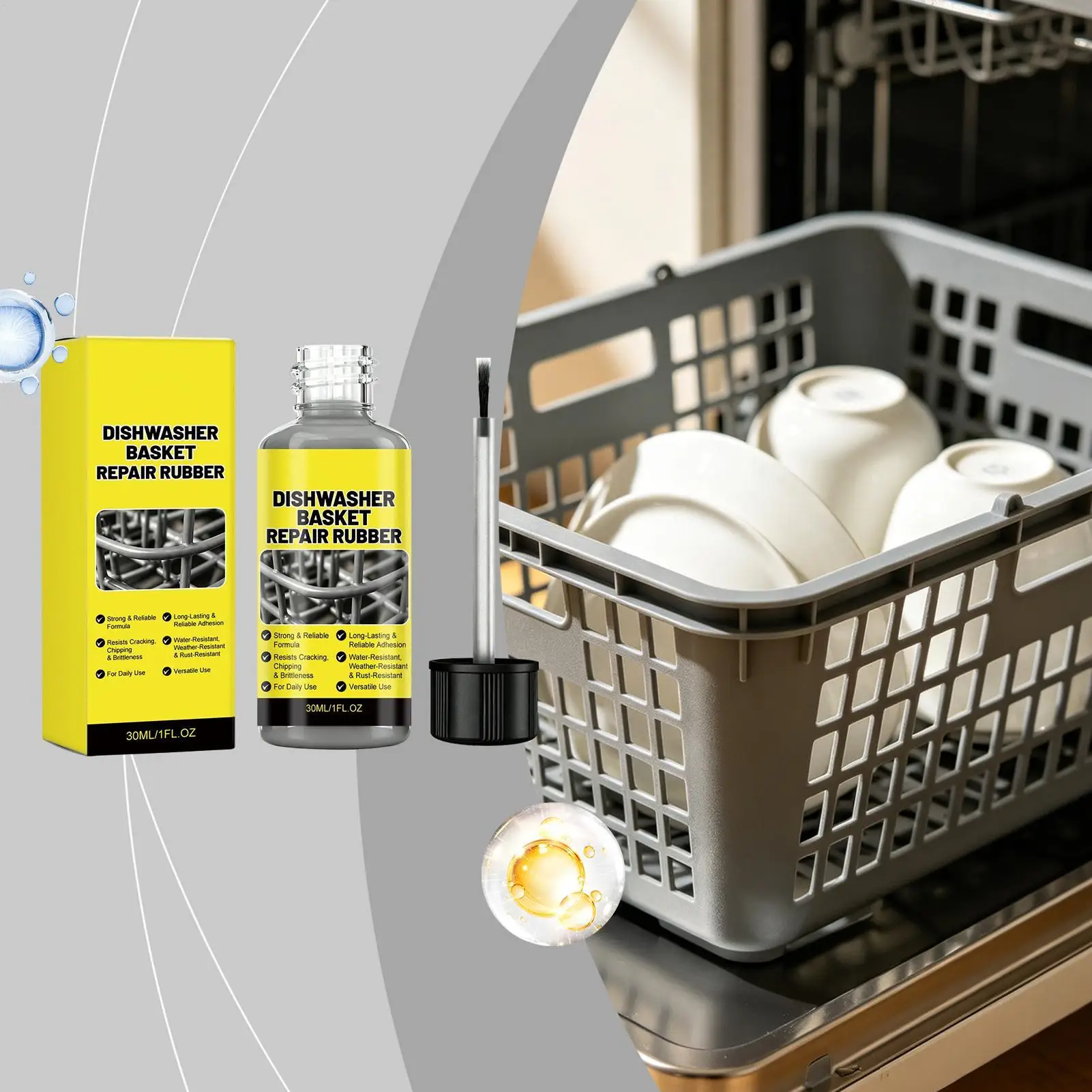 30ml Restorer Paint Dishwasher Basket Repair Rubber Appliance Basket Touchup Dishwasher Rack Removable Rubber Coating