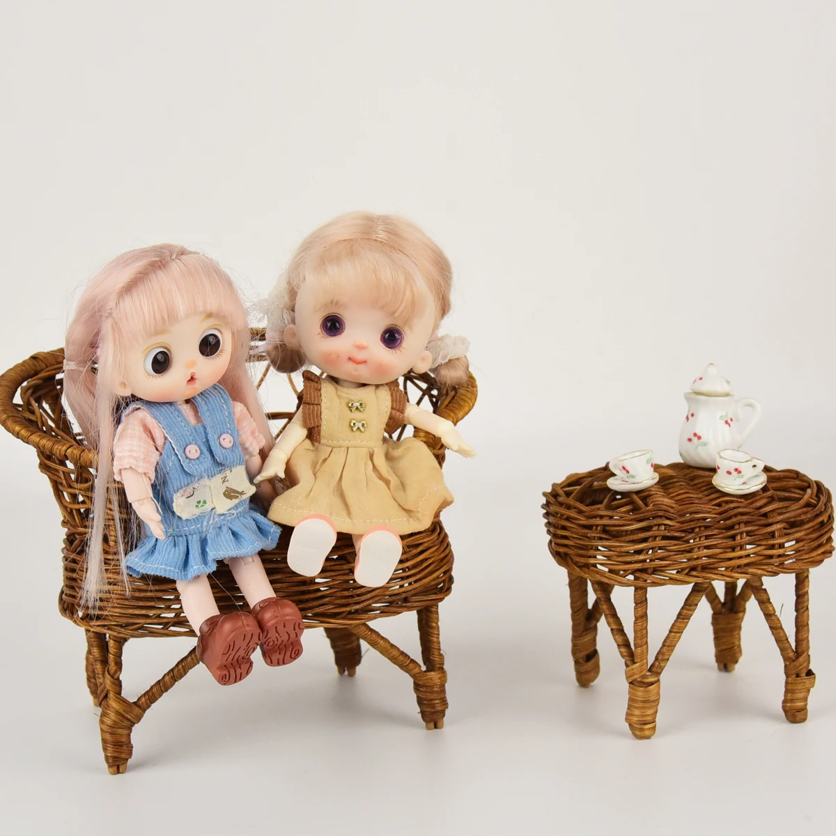 1:12 miniature furniture rattan chair for BJD OB11 doll house