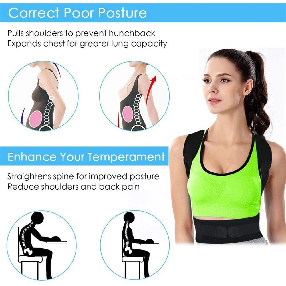 Corrector de postura de espalda torácica, soporte magnético para cuello, hombros, alivio del dolor de espalda superior e inferior, soporte de
