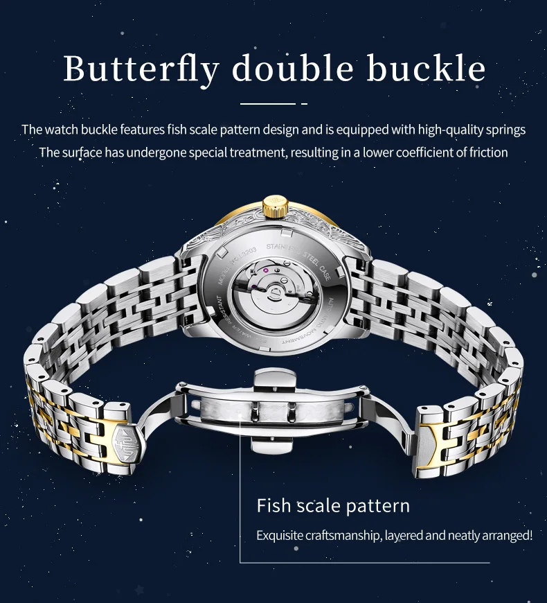 OUPINKE 3203 Women Watch Luxury Brand Automatic Mechanical Watch Original Gift Diamond Starry Sky Dial Waterproof Women's Watch