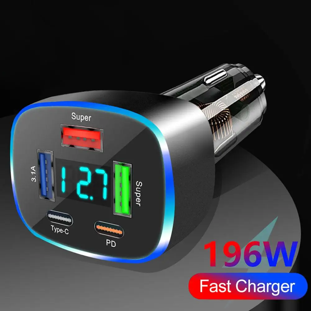 

66w Usb Car Charger Quick Charge Pd Qc3.0 With Voltmeter Cigarette Lighter Socket Power Adapter For 11 12 Xi L2y2