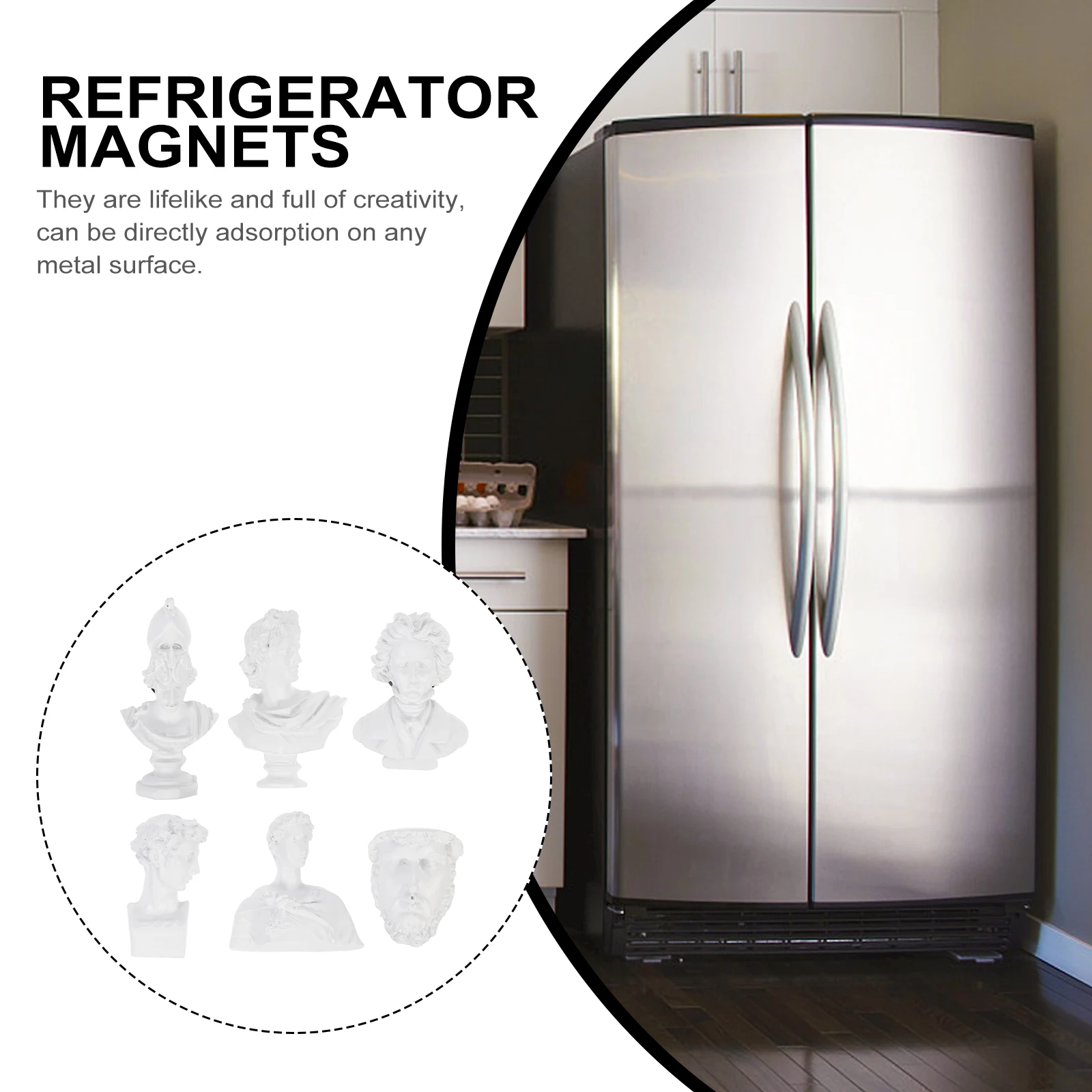 

6Pcs Celebrity Head Sculpture Fridge Magnets Creative Refrigerator Kitchen Decoration Magnets for Magnetic Surfaces Home Gift