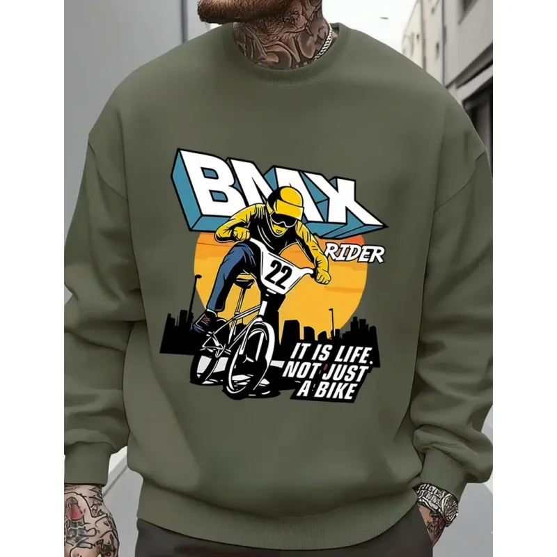 

Men's 3D Print BMX Rider Graphic O-Neck Sweatshirts Outdoor Riding Sports Pullover Tops Fashion Cool Bike Cycling Jersey For Men