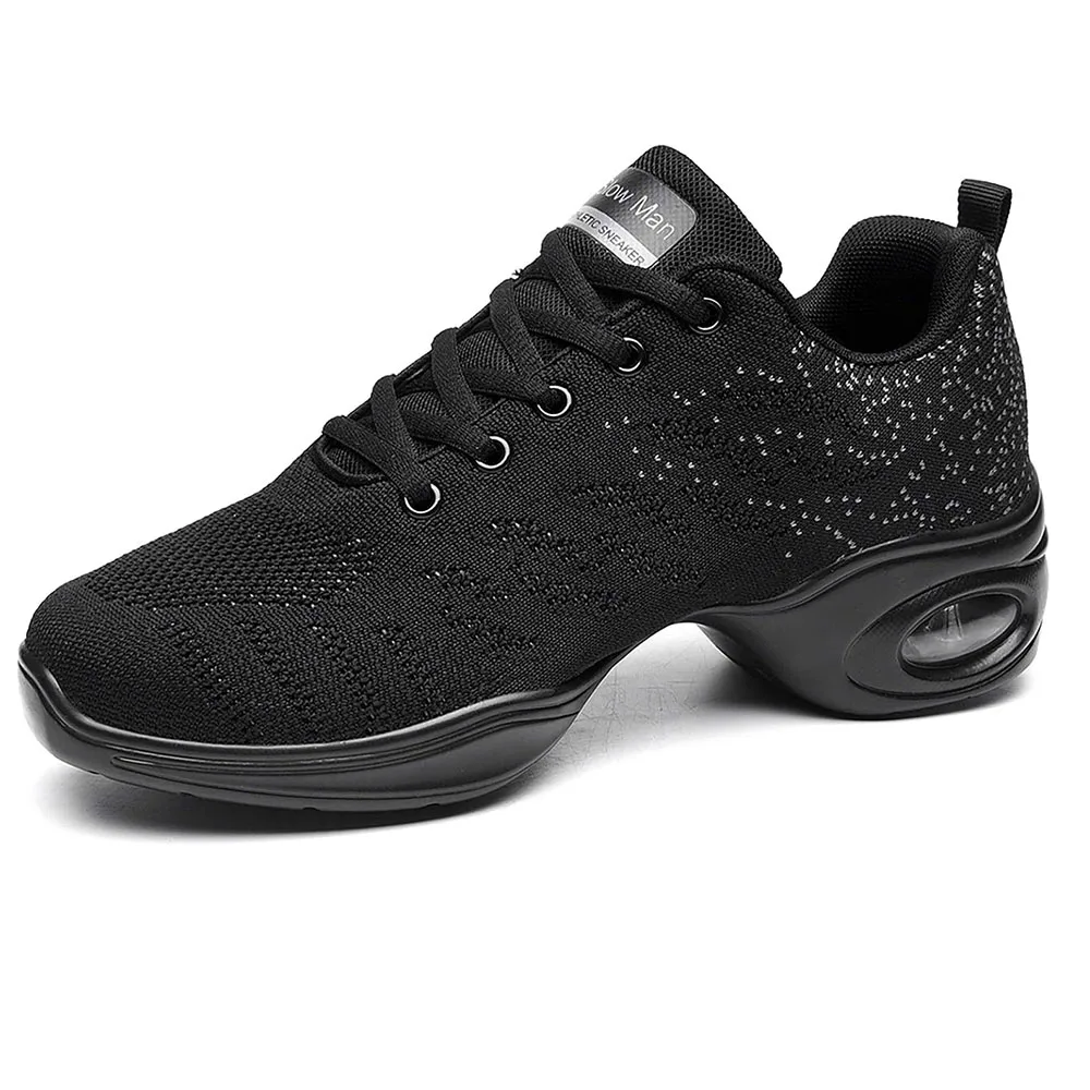 Women's Jazz Shoes Lace-up Sneakers - Breathable Air Cushion Lady Split Sole Athletic Walking Dance Shoes Platform