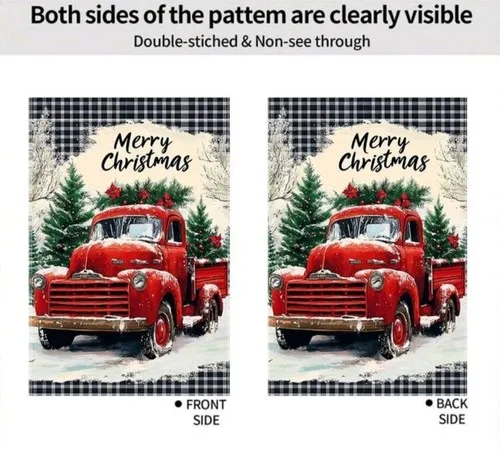 Wunderschöne 12X18" entzückende Hello Winter Old Red Truck Farmhouse Garden Flag JJE