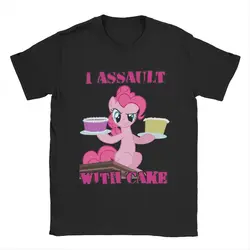 Pinkie Pie Assaults With Cake T Shirt for Men Cotton Novelty T-Shirt Round Collar Mlp Tee Shirt Short Sleeve Tops Adult