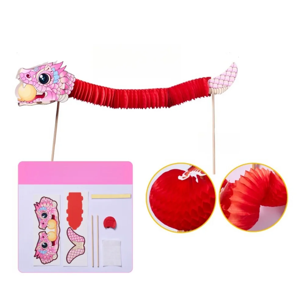 Funny Chinese Tradition Lion Dance 2025 Steric Jubilant Finger Lion Dance Mini Paper Snake Snake DIY Spring Festival
