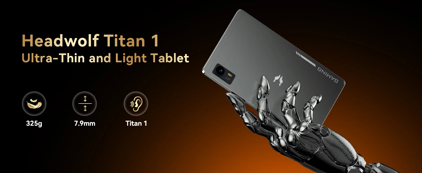 Headwolf TiTan1 4G LTE Tablet 8.8 Inch Dual SIM 12G+256GB 7200mAh Android 15 Gaming Tablet MTK Dimensity 8300