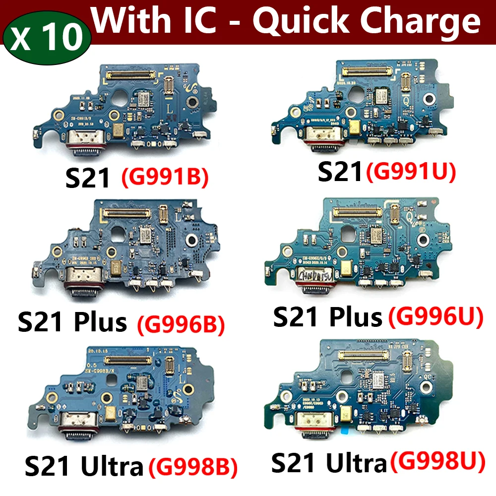 

10Pcs, USB Charger Charging Board Dock Port Connector Flex Cable For Samsung S21 Plus Ultra G991U G991B G996B G998U G998B G998U