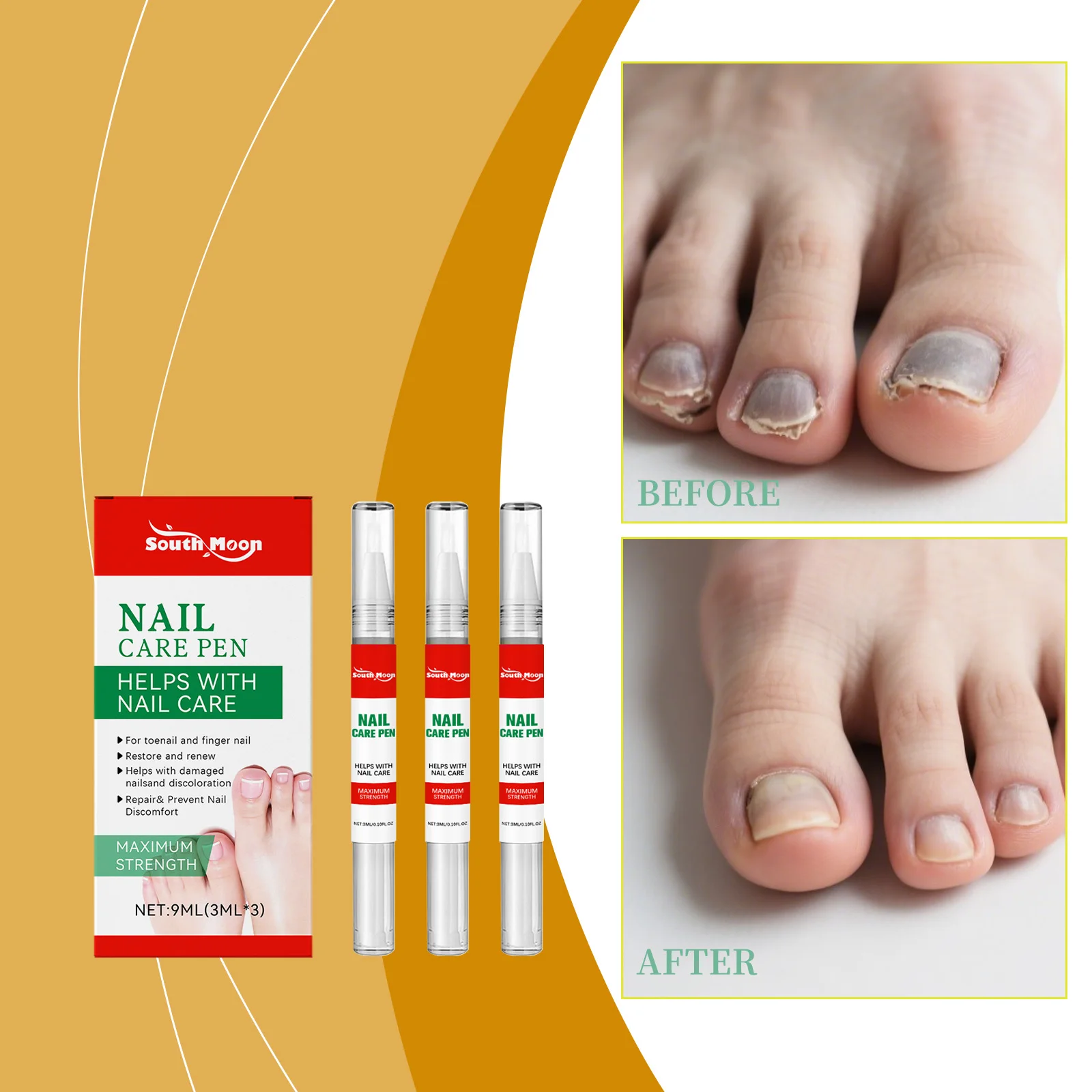 قلم العناية بالأظافر من ساوث مون للأيدي والقدمين، زيت مغذي للبشرة، سطح أظافر نظيف ولمعان، أداة مانيكير يومية للباديكير