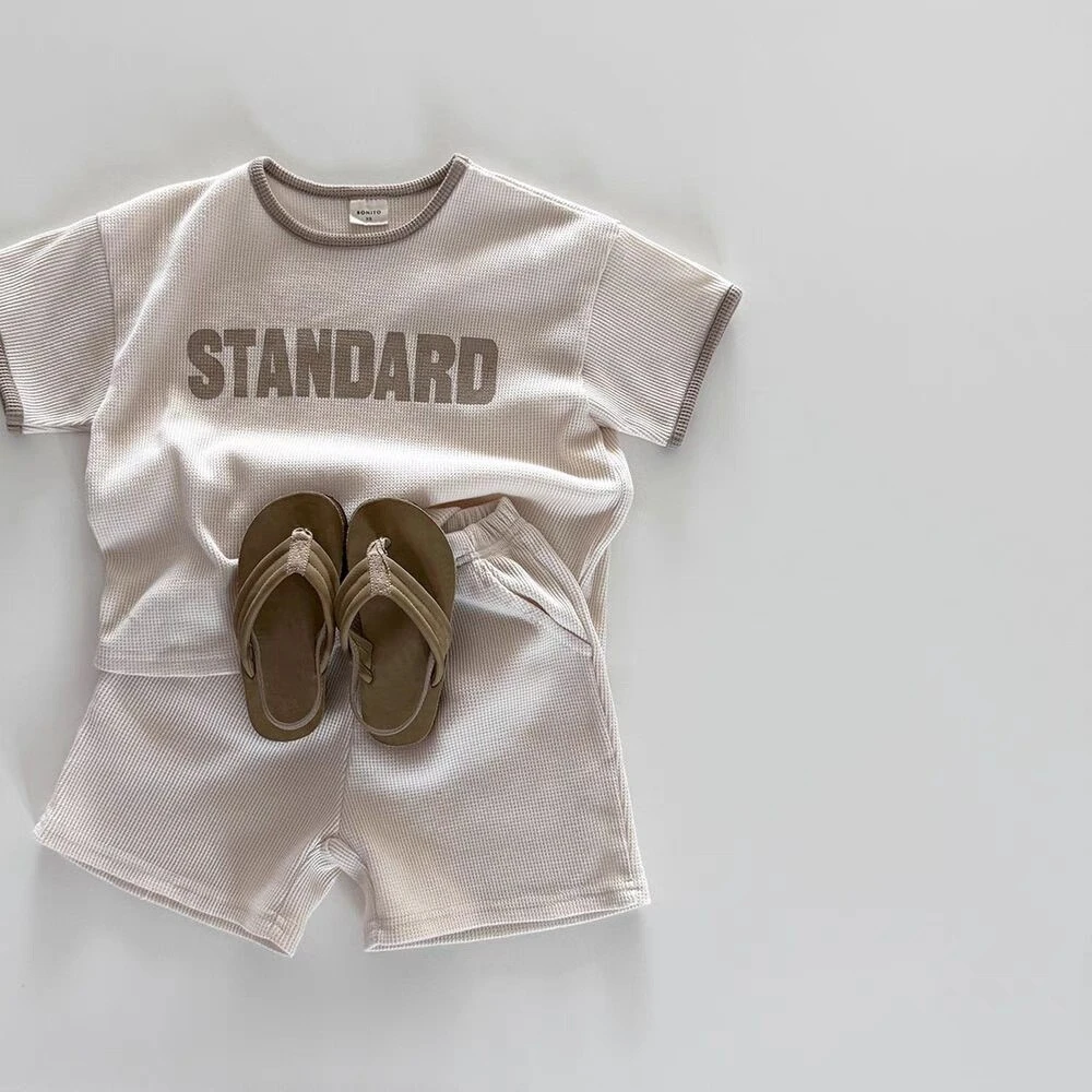 TZ2657 Korean Style Summer Outfit for Boys Trendy Short Sleeve Shorts Set Casual Sports Clothes Fashionable And Handsome