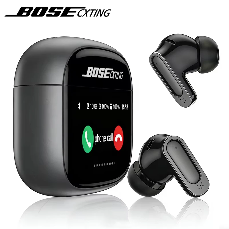 Écouteurs sans fil TWS BOSECXTING Ultra V11 à écran large multifonctionnel avec commande tactile intelligente, réduction de bruit ANC et basses profondes