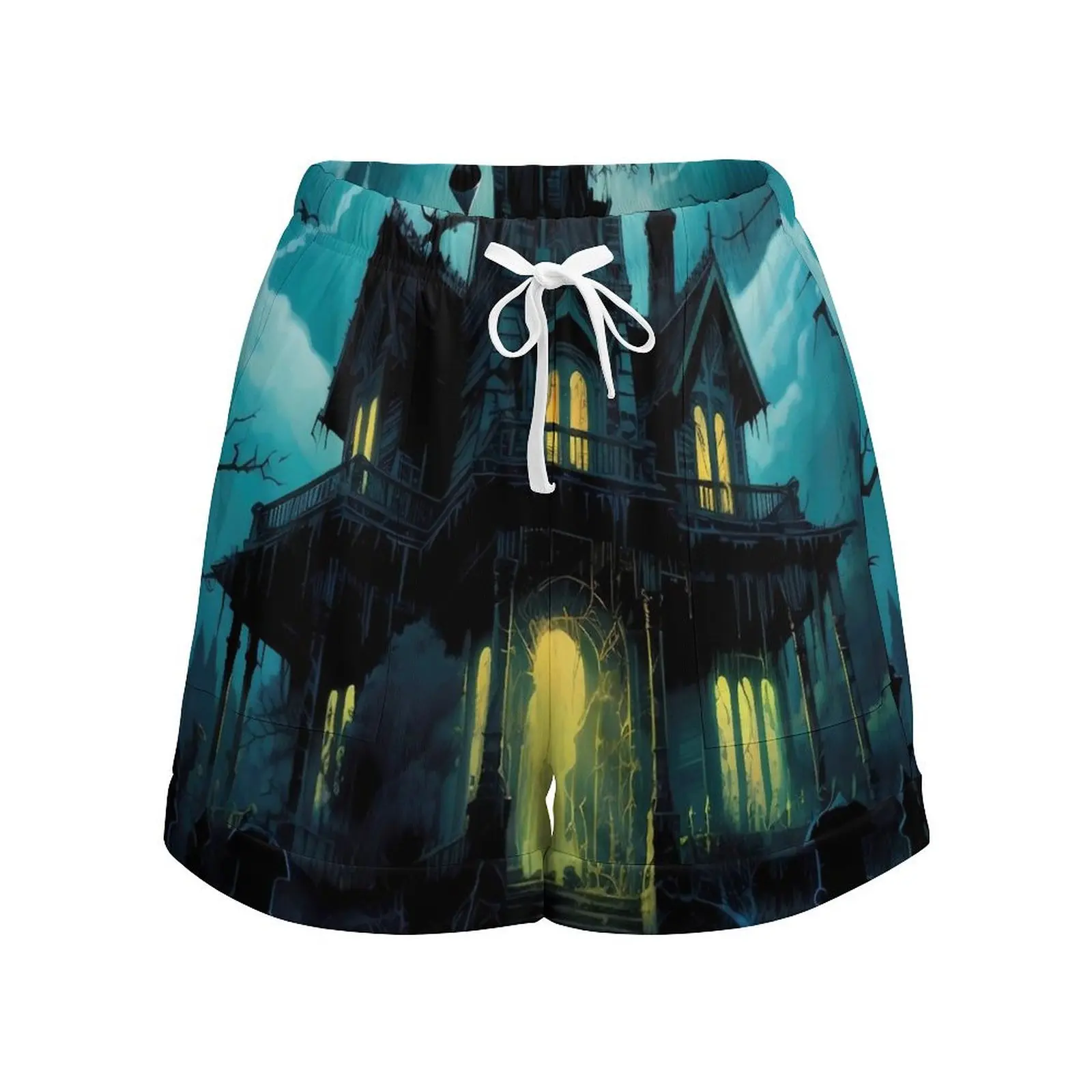 Haunted Mansion Shorts Halloween Print Sexy Shorts Summer Graphic Short Pants With Pockets Casual Loose Bottoms Big Size