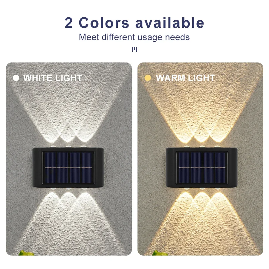 4/6/8/10led Beads Solar Wall Lamp Outdoor Up and Down Light Solar Powered Waterproof Wall Light for Home Garden Decor Sunlights