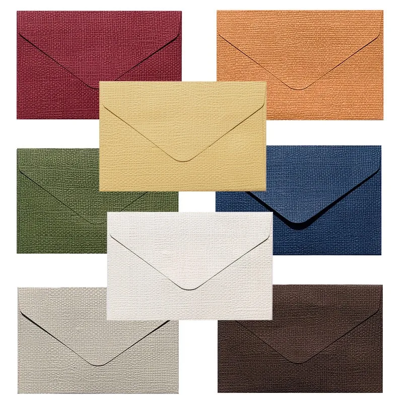 

50packs Wholesale Linen Textured Triangle Window Envelope Classical color Blank Wedding Invitation Envelope Gift write 7X10.5cm