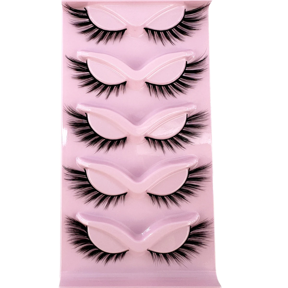 5 pairs Cat Eye Lashes Mink Eyelashes 3D Curl Winged Natural Realistic Messy End Eye Elongated False Eyelashes Soft Fake Lashe