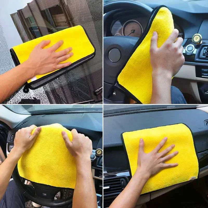 1/3/5/10PCS Car Wash Towels Cleaning Cloth Absorbent Dry Cloth General Purpose Microfiber Towel Thickened Yellow 30/40/60cm image 3