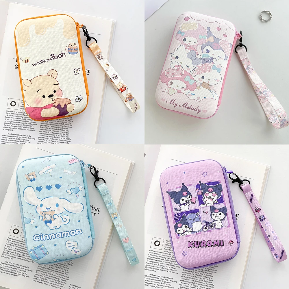 Zipper Storage Bag For Hard Disk Cable Earphone Power Bank Carry Box Mickey Stitch Duffy Kitty Kuromi Cinnamoroll Melody Case