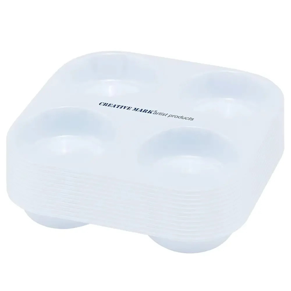 

Пластиковая палитра для красок с 4 отсеками - набор из 12 штук, прочная, многоразовая, устойчивая к растворителям, с увеличенными отсеками для краски