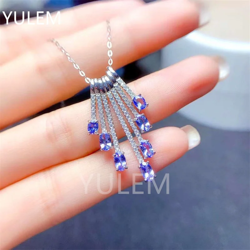 

Fashion Branches Pendant for Daily Wear 3mm*4mm Natural tanzanite/citrine/sapphire Necklace Pendant 925 Silver Pendant