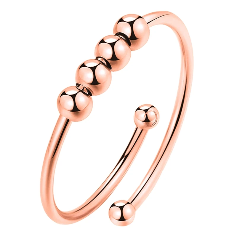 Anxiety Open Ring Beads Ring Spinner Simulated Pearl Rings Rotate Freely Anti Stress Toy for Girl