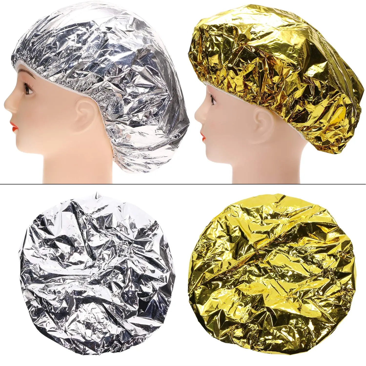 Barbershop topi Foil timah topi mandi wanita tutup kepala sejuk dalam topi perawatan minyak panas warna angkat beban rambut alami