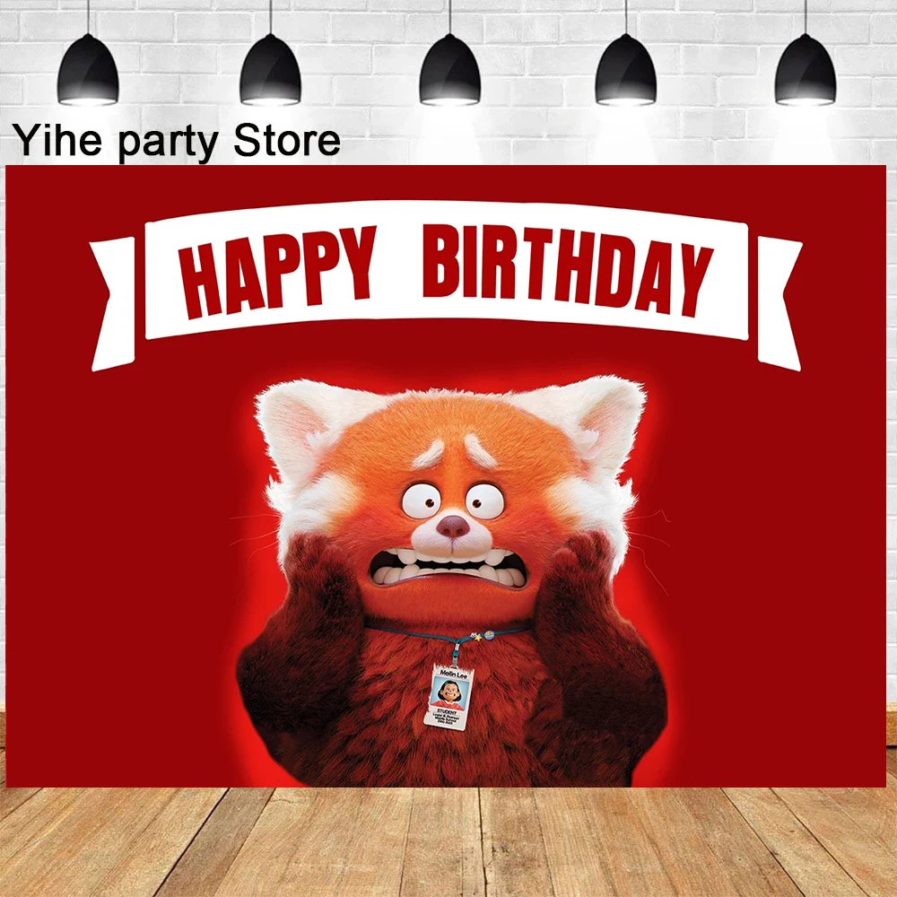 Disney Turning Red Panda Birthday Party Cute Panda Decoration Backdrops Baby Shower Kids Photography Custom Poster Decor Props