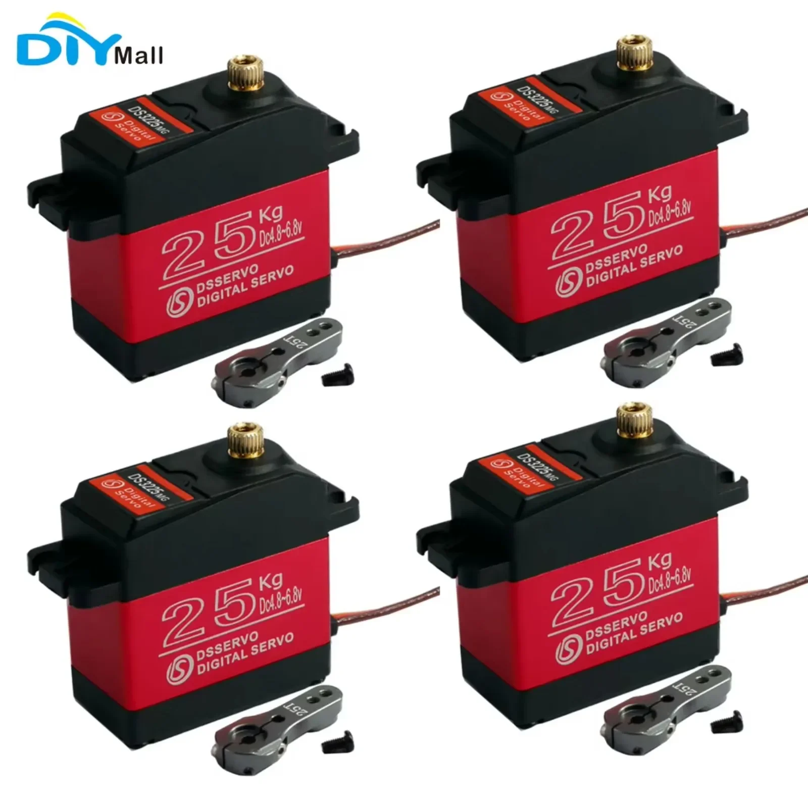 4PCS DS3225 25KG Digital RC Servo High Torque Waterproof Full Metal Gear DS Servo Motor for Baja Car RC Robot Crawler