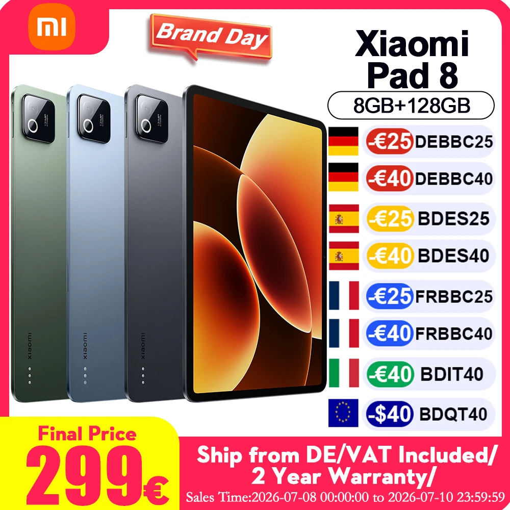 Tablet Xiaomi Pad 8 Versión Global, Pantalla de 11.2 Pulgadas, 144 Hz, 9200 mAh, HyperOS 3, Batería Masiva de 9200 mAh (típ.), Cuerpo Ultrafino de 5.75 mm